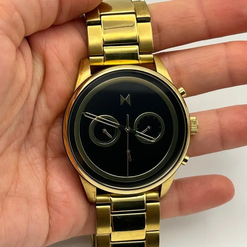 MVMT Powerlane Watch Gold-tone St. Steel Sleek Black Chronograph Dial